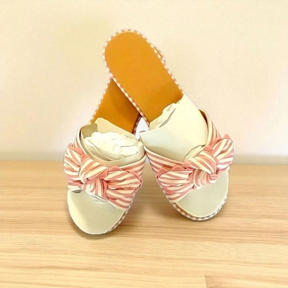 J.CREW Women's Striped Bow Slide Sandals Size 7 - Picture 1 of 14